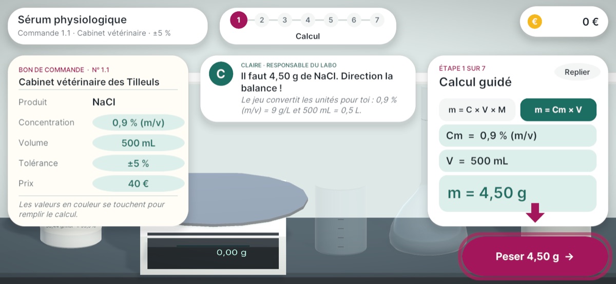Le calcul guidé : la formule est posée, on touche les valeurs