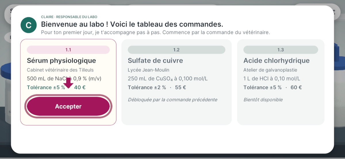 Le tableau des commandes des clients